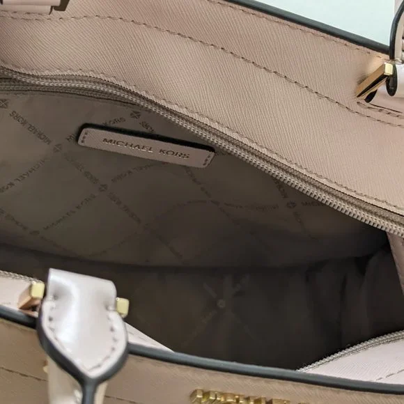 Rayne Medium Saffiano Leather Satchel (Powder Blush - Picture 7 of 8